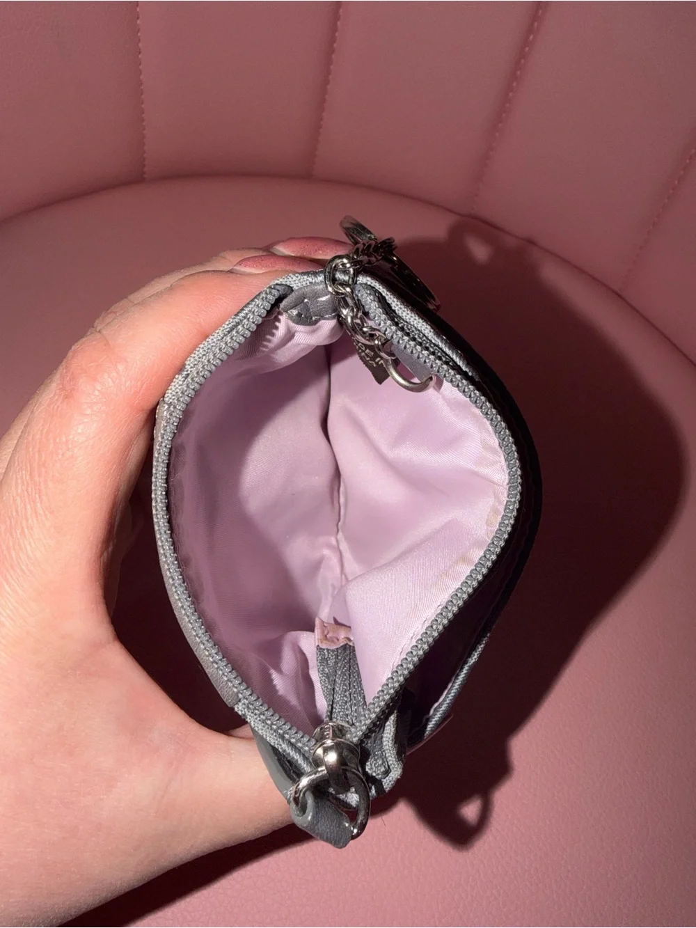 Coach Gray Signature Coin Pouch with Keyring
